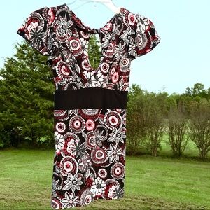 👚Floral Print Flutter Blouse Black/Red/White